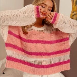 BiBi Pink and White Striped Sweater